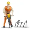 Image de bruder 60020 - bworld Ouvrier du bâtiment avec accessoires, figurine jouet
