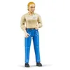 Image de bruder 60408 - bworld Femme à la peau claire et au pantalon bleu, figurine jouet, fermière, agricultrice