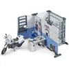 Image de bruder 62732 - Bworld Commissariat de police avec moto de police - 1:16 Agent de police, Véhicule d'intervention, Poste de commandement, Prison, Cellule, Central, Jouet