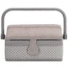 Image de Prym Motif à Pois et à Rayures Panier à Couture, Coton, Gris/Gris Clair/Blanc, Petit