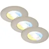 Image de BRILONER - Lot de 3 spots LED encastrables 230V, spots LED pour salle de bain IP44, spots de plafond, spots LED, couleur de lumière réglable, nickel mat