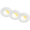 Image de BRILONER - Lot de 3 spots LED encastrables 230V salle de bain Boîtier 50% recyclé, changement de température de couleur, dimmable, IP44, Ra90, LED Spot, plat, 68mm, 90x30mm (DxH), blanc