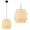Image de BRILONER - Suspension avec abat-jour en raphia, culot E27, max. 10 W, style bohème, esthétique, suspension, lampe de salle à manger, lampe de salon, 30 x 128 cm (diamètre x hauteur), naturel