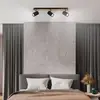 Image de Briloner Spot pour plafond Duta, longueur 70 cm, noir/couleur bois, à 3 lampes.