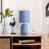 Image de Näve Lampe à poser Erida, céramique et textile, bleu clair