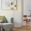 Image de Näve Lampadaire Maron, à trois lampes, tissu, brun/doré