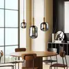 Image de Näve Suspension Fumo, verre fumé, à 3 lampes, linéaire