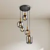 Image de Näve Suspension Fumo, verre fumé, à 5 lampes, ronde
