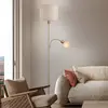 Image de Näve Lampadaire Filomena, beige/laiton, textile, bras de lecture, E27, E14