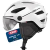 Image de ABUS Casque de ville Pedelec 2.0 ACE - casque de vélo avec feu arrière, visière, bonnet de pluie, protection des oreilles - pour hommes et femmes