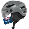 Image de Casque de ville ABUS Pedelec 2.0 ACE - casque de vélo avec feu arrière, visière, housse de pluie, protection pour les oreilles - pour femmes et hommes - gris foncé, taille L