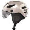 Image de ABUS Casque de ville Pedelec 2.0 ACE - casque de vélo avec feu arrière, visière, bonnet de pluie, protection des oreilles - pour hommes et femmes