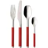 Image de Villeroy & Boch S+ Cranberry Couverts de table pour 6 personnes, 24 pièces, Inox, Manche recouvert de silicone rouge