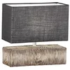 Image de Fischer & Honsel Lampe de table Hauke - Couleur bois - Abat-jour 30 x 13 x 18 cm - Câble de raccordement noir - Abat-jour en tissu gris - L : 30,00 cm, l : 13,00 cm, H : 30,00 cm - Avec interrupteur à