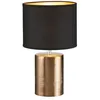 Image de Fischer & Honsel Lampe de table bronze | bronze antique | abat-jour en tissu | Chintz noir / intérieur doré | H : 35,00 cm, diamètre : 20,00 cm | avec interrupteur à cordon | 1 x E14 max. 25 W sans