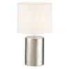 Image de Fischer & Honsel Lampe de table Prata | argenté antique | abat-jour en tissu | lin blanc | H : 35,00 cm, diamètre : 20,00 cm | commutable via un interrupteur à cordon | 1 x E14 max. 25 W sans