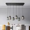 Image de FISCHER & HONSEL Suspension Regi en verre, gris fumée, à 6 lampes