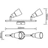 Image de Brilliant Spot pour plafond Sofia, fer/chrome/blanc, longueur 33 cm, à 2 lampes.