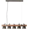 Image de BRILLIANT lampe Plow suspension 5 flg noir acier/bois | 5x lampes normales A60, E27, 10W, gf non spécifiées | Têtes pivotantes | Le câble peut être raccourci