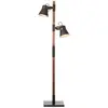 Image de BRILLIANT lampe Plow lampadaire 2 lumières noir acier/bois | 2x A60, E27, 10W, adapté aux lampes standard (non incluses) | Échelle A ++ à E | Avec pédale