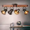 Image de Brilliant Spot pour plafond Decca, longueur 78 cm, noir/bois, 4 lampes