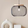 Image de GIADA-Suspension Métal/Bois Ø40cm Noir Brilliant
