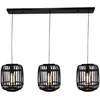 Image de Brilliant Suspension Woodrow avec 3 abat-jours cage bambou