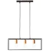 Image de Brilliant lampe, suspension Arica 3-flammes noir / couleur bois, 3x A60, E27, 60W, câble peut être raccourci / réglable en hauteur