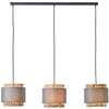 Image de Brilliant Waterlilly suspension 3-flammes gris/beige, métal/tissu/jacinthe d'eau, 3x A60, E27, 60 W