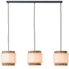 Image de Brilliant Waterlilly suspension 3-flammes noir/naturel/blanc, métal/tissu/jacinthe d'eau, 3x A60, E27, 60 W