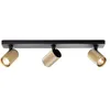 Image de Brilliant Lampe Marty Spot LED 3 ampoules Sable noir/or mat métal/bambou doré 3 x GU10, 10 W, ampoules LED incluses et remplaçables