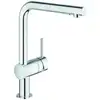 Image de Grohe Minta Mitigeur évier 1/2", bec L, douchette extractible, chrome