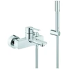 Image de Grohe Mitigeur bain monocommande Lineare chrome, avec ensemble douche, montage mural