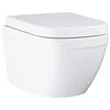 Image de GROHE cuvette et abattant WC suspendu Euro ceramic, sans bride, entièrement caréné, cuvette avec fixation rapide, volume de chasse 3/5 L, porcelaine vitrifiée, blanc alpin, 39554000 (Import Allemagne)