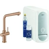 Image de Grohe Mitigeur monotrou évier Blue Home warm suns coudé, kit de démarrage bec en L