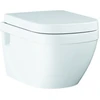 Image de Grohe WC suspendu, céramique Euro, blanc alpin, sans rebord, sortie horizontale, avec abattant