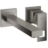 Image de GROHE Eurocube 2-Loch-Waschtischbatterie, Wandmontage, Fertigmontageset, Ausladung 231 mm, EcoJoy, hard graphite gebürstet (23447AL0)