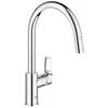 Image de GROHE Get - Robinet mitigeur extractible pour évier de cuisine, bec haut, plage pivotante à 360°, cartouche en céramique de 28 mm, queues de 9,5 mm, montage rapide inclus) chromé, mitigeur d'évier à