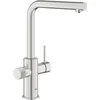 Image de GROHE Blue Pure Minta, Robinet de cuisine filtrant 3 voies avec douchette extractible (Zone de rotation 360°, poignée dédiée pour l’eau filtrée), SuperSteel, 30590DC0