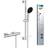 Image de Ensemble de douche avec mitigeur thermostatique pommeau 3 jets barre 60cm et flexible - GROHE 34791001 - Economie deau - Chromé