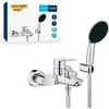 Image de GROHE Start Mitigeur Monocommande Bain/Douche, Douchette 1 jet, Support de Douche Mural Universel, Flexible 1,5m, Economie d'Eau, A coller avec GROHE QuickGlue ou à visser, Chromé, 25283002