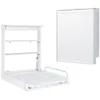 Image de Table à langer murale rabattable - ROBA - Matelas imperméable inclus - 2 Étagères intégrées - Bois Laqué Blanc