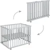 Image de Parc bébé pliable - ROBA - LITTLE STARS - 75 x 100 cm - Hauteur réglable - 4 Roues freinées - Bois Laqué Gris Taupe - Motif Étoile