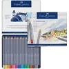 Image de Faber-Castell - Coffret de 24 crayons aquarellables Goldfaber Aqua | Crayons aquarellables incassables et entièrement lavables à l'eau, dans un étui métallique