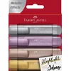 Image de FABER-CASTELL 154640 - Set de surligneurs TL 46, Etui de 4, couleurs métalliques, avec pointe biseautée longue durée, largeur de trait 1 - 5 mm