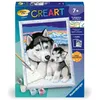 Image de CreArt Kids 18x24cm Doux bisous de Husky Kit de peinture par numéros Numéro dArt Dès 7 ans 25829 Ravensburger