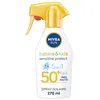 Image de NIVEA SUN Pistolet solaire protection Babies & Kids Sensitive Protect FPS 50+ (1 x 270 ml), Spray ultra résistant à l’eau, Crème solaire formulée pour la peau fragile des enfants et bébés
