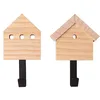 Image de Rayher Paire de patères murales MAISON, bois-métal, 2 pces., FSC 100%, crochets en métal, 12,8cm, à personnaliser, décoration, rangement- 64532000