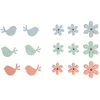 Image de Rayher Embellissements « Fleur-oiseau », en bois, multicolore, 15 pces., 2,3-3,3cm, autocollant, décoration, table, cartes, scrapbooking, été, printemps -46683999