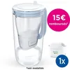 Image de Carafe filtrante en verre BRITA - Model One bleue - Capacité 25L dont 15L deau filtrée - 1 Cartouche Maxtra Pro All-In-1 incluse